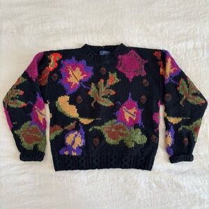Vintage Woolrich Chunky Wool Leaves/Acorns Pattern Sweater Women’s Small